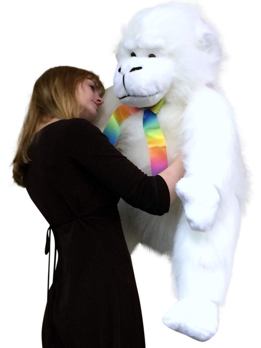 American Made Giant Stuffed White Gorilla Monkey 40 Inch Soft Big Plush Animal