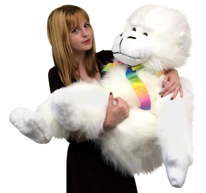 American Made Giant Stuffed White Gorilla Monkey 40 Inch Soft Big Plush Animal