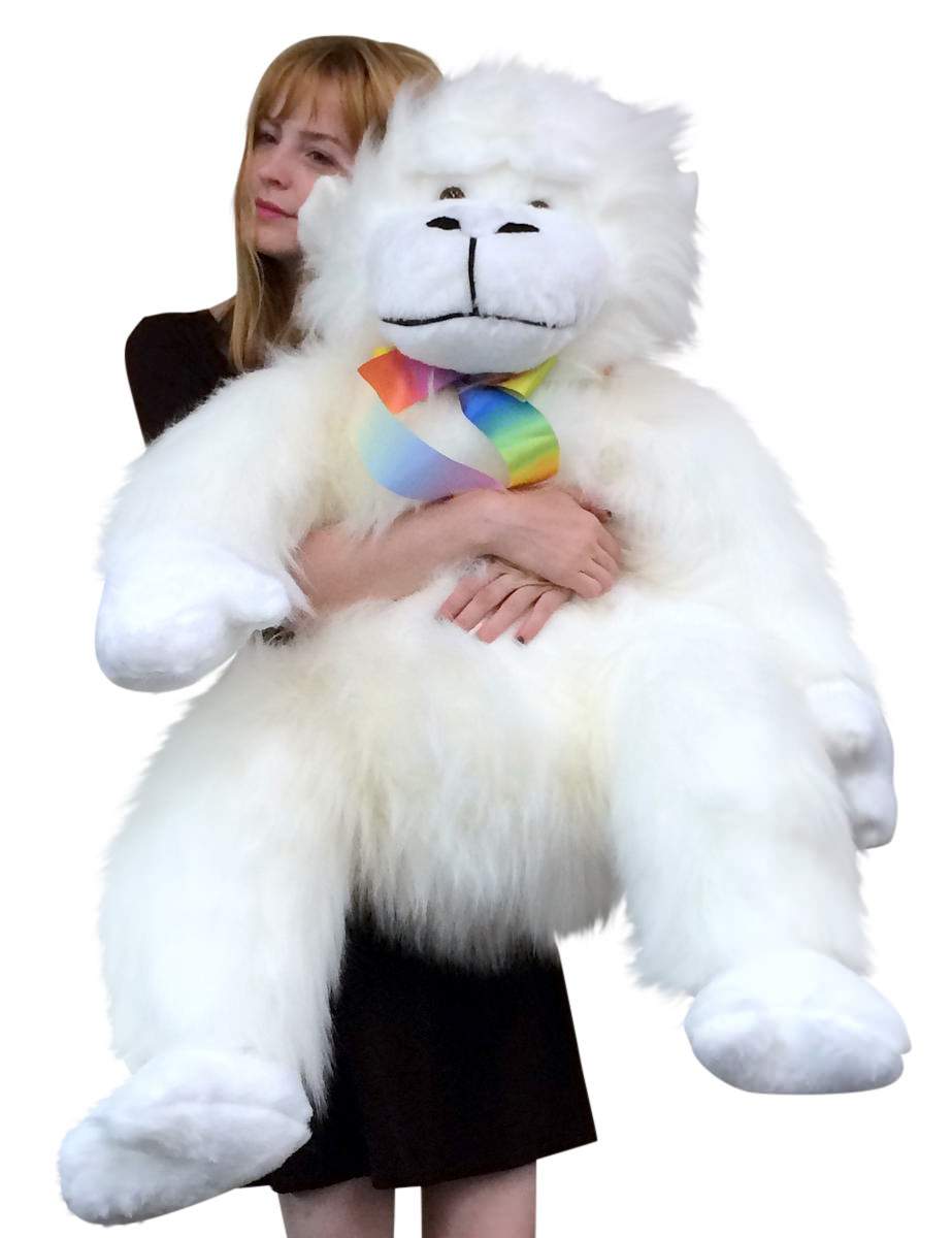 American Made Giant Stuffed White Gorilla Monkey 40 Inch Soft Big Plush Animal