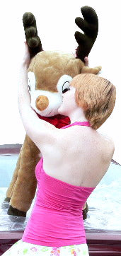 American Made Life size 4 feet-tall Big Plush Reindeer Wearing Red Scarf - Jumbo Christmas Winter Deer