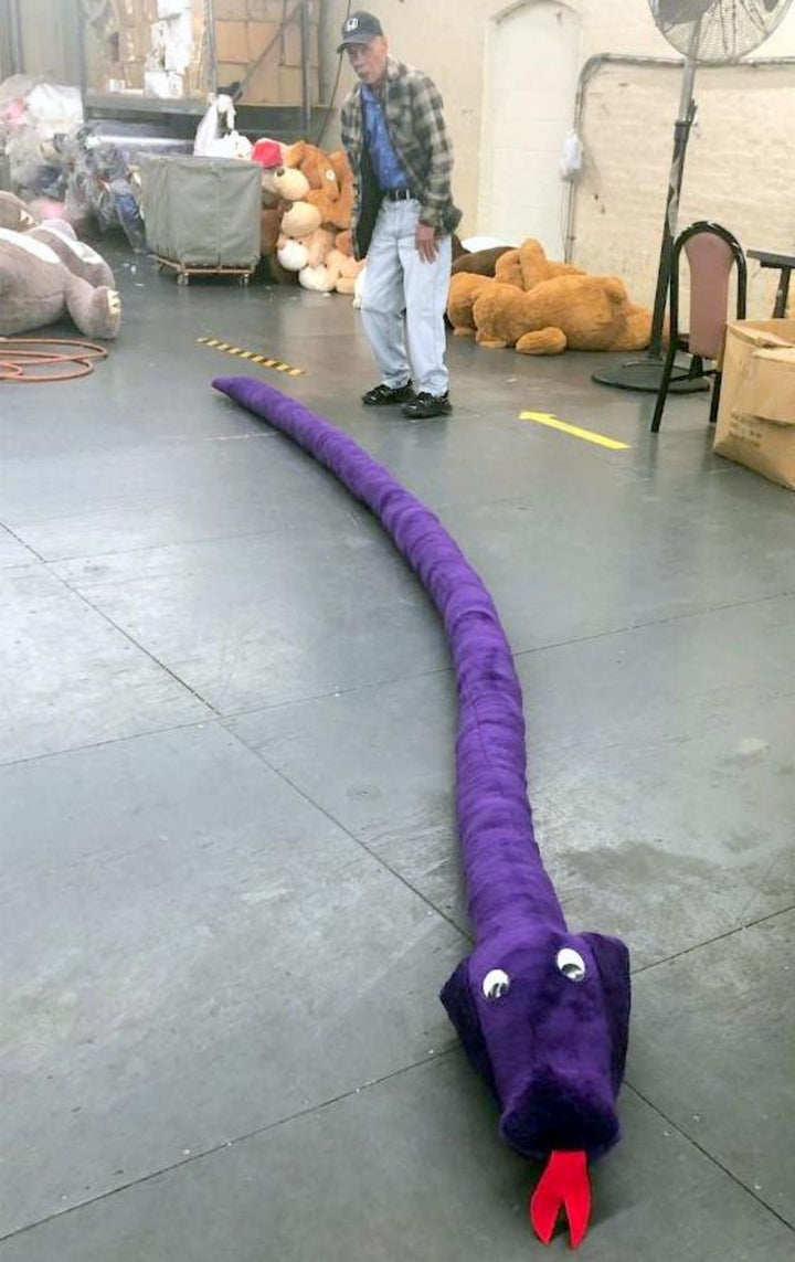 American Made Giant Stuffed Snake 18 Feet Long Soft Purple Big Plush Serpent Giant Stuffed Animal