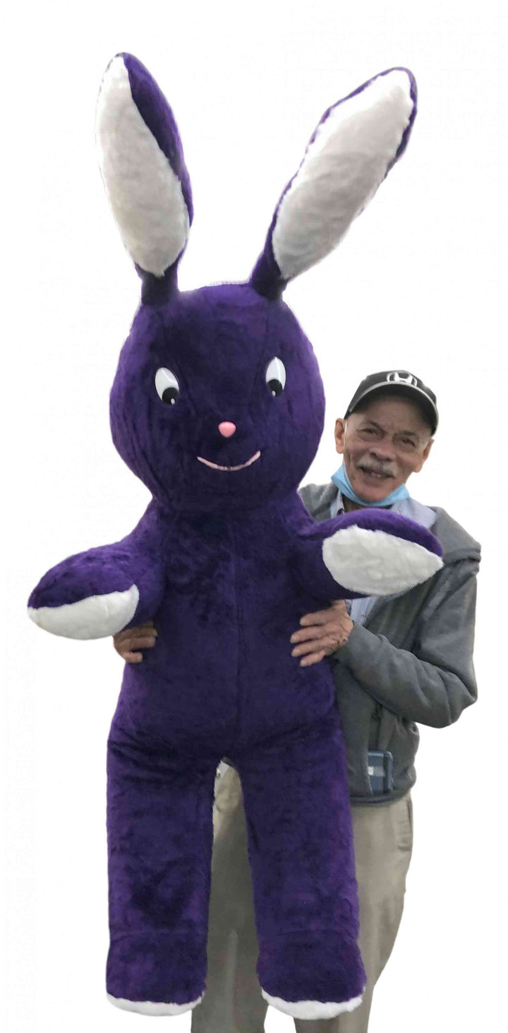 American Made Giant Stuffed Bunny 62 Inches Purple Soft Big Plush Rabbit 5.2 Feet Tall Rabbit Made in USA