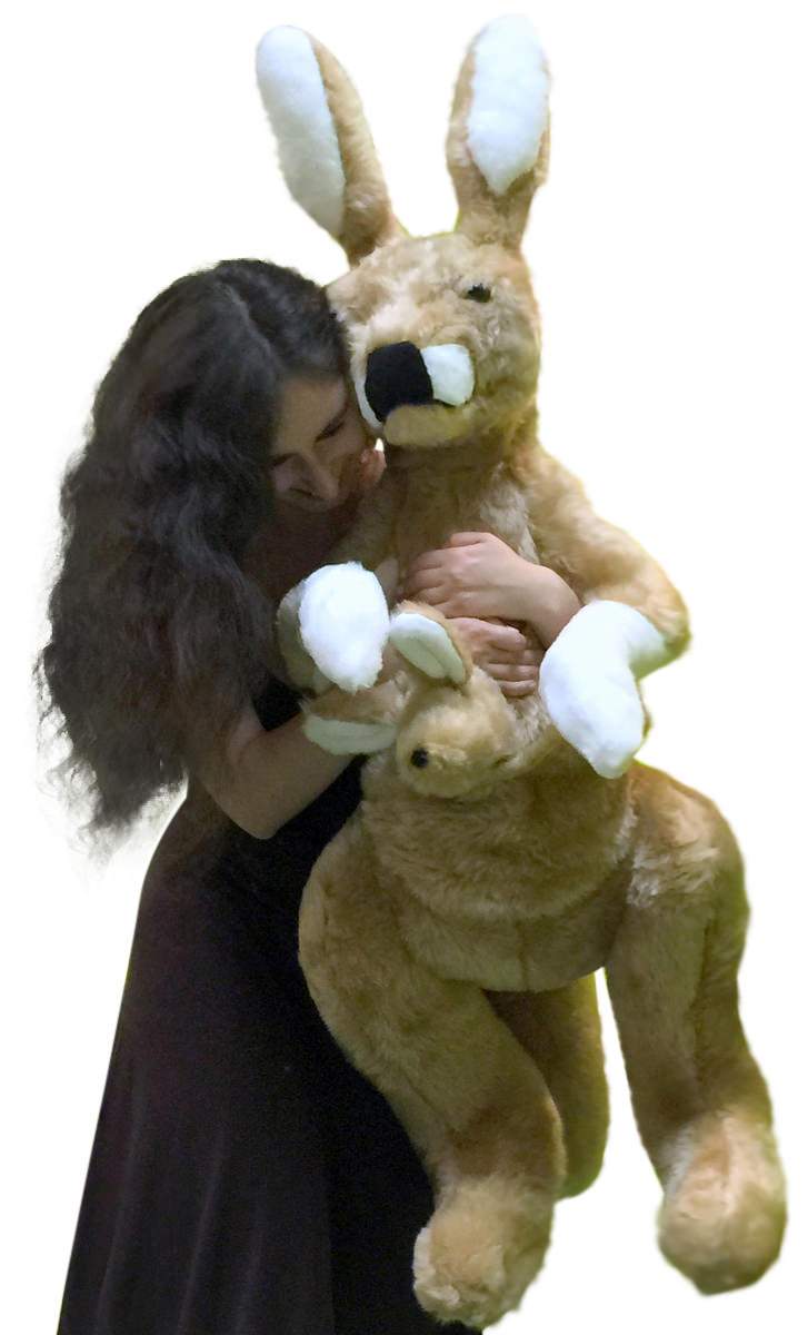 American Made Big Stuffed Kangaroo 42 Inches Tall With Baby in Pouch Made in the USA America