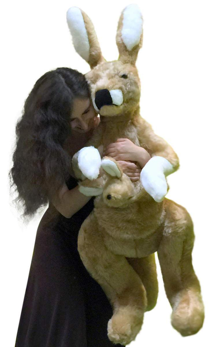 American Made Big Stuffed Kangaroo 42 Inches Tall With Baby in Pouch Made in the USA America