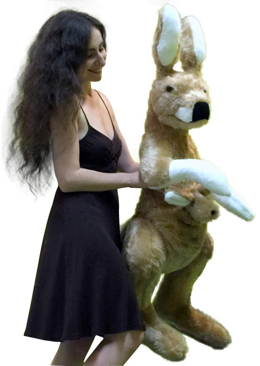 American Made Big Stuffed Kangaroo 42 Inches Tall With Baby in Pouch Made in the USA America