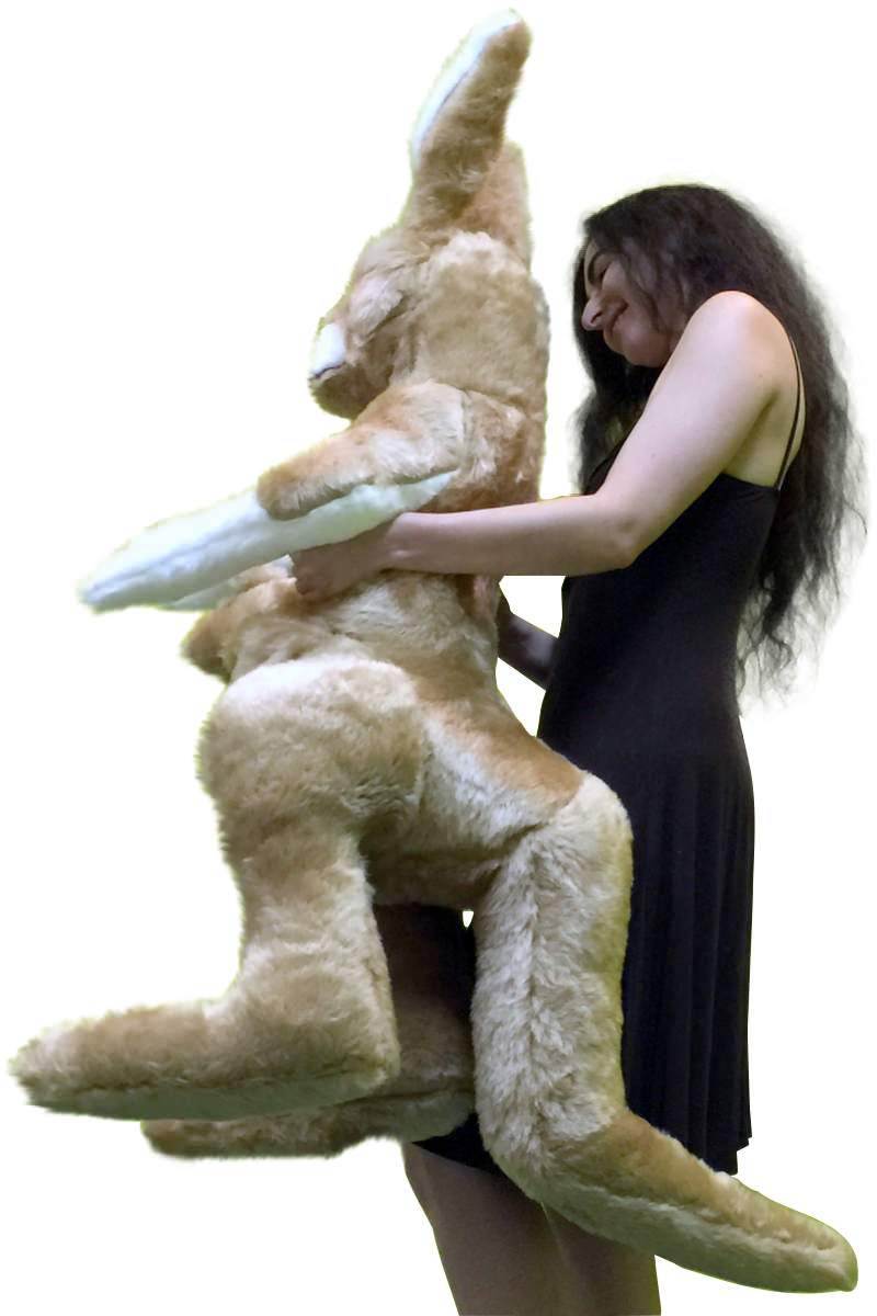American Made Big Stuffed Kangaroo 42 Inches Tall With Baby in Pouch Made in the USA America