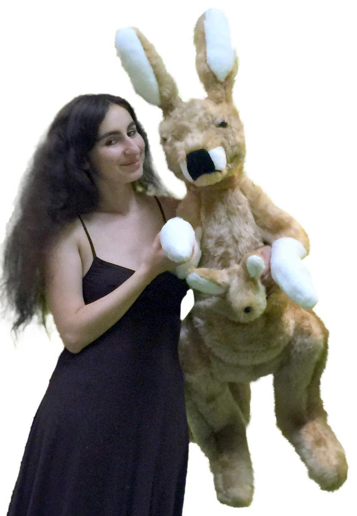 American Made Big Stuffed Kangaroo 42 Inches Tall With Baby in Pouch Made in the USA America