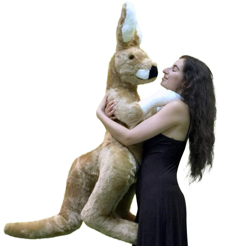 American Made Big Stuffed Kangaroo 42 Inches Tall With Baby in Pouch Made in the USA America