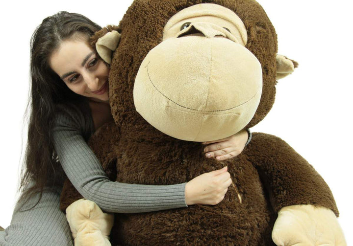 Giant Stuffed Monkey, Heart in Zippered Chest Pocket to Express Love, 48 Inch Soft 4 Feet Tall