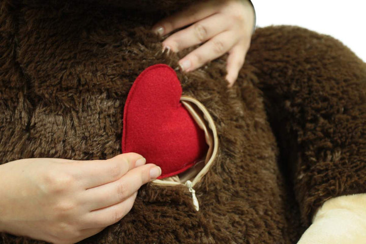 Giant Stuffed Monkey, Heart in Zippered Chest Pocket to Express Love, 48 Inch Soft 4 Feet Tall