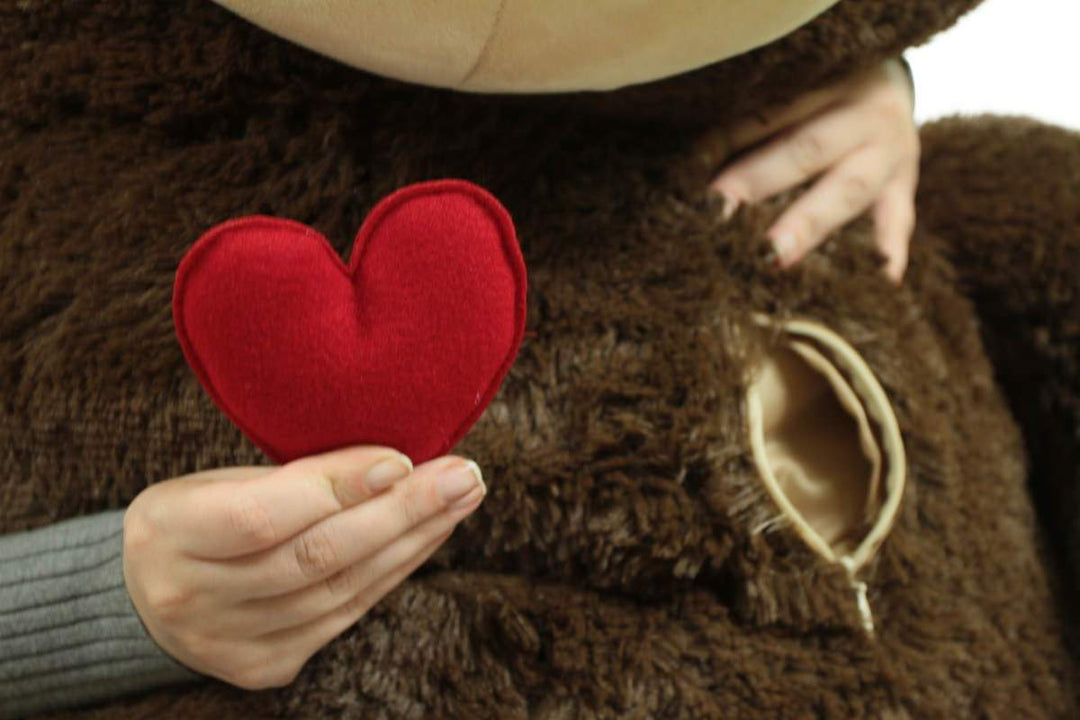 Giant Stuffed Monkey, Heart in Zippered Chest Pocket to Express Love, 48 Inch Soft 4 Feet Tall