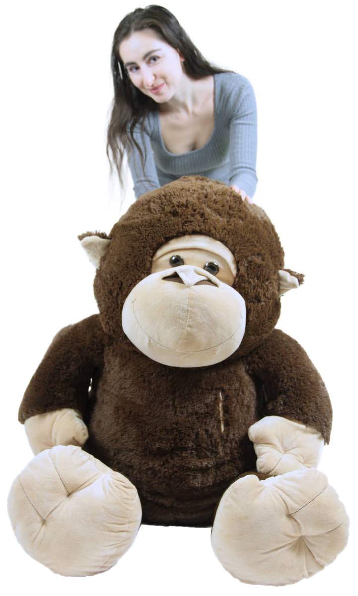 Giant Stuffed Monkey, Heart in Zippered Chest Pocket to Express Love, 48 Inch Soft 4 Feet Tall