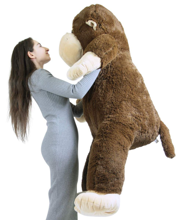Giant Stuffed Monkey, Heart in Zippered Chest Pocket to Express Love, 48 Inch Soft 4 Feet Tall