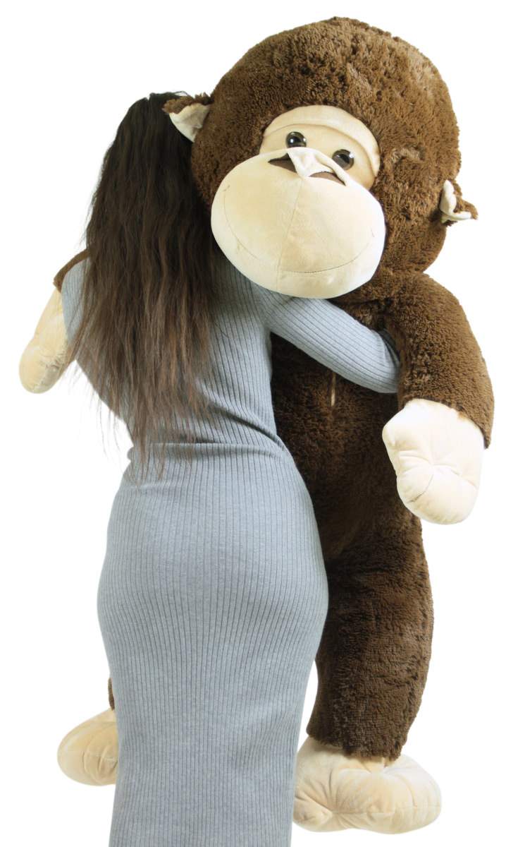 Giant Stuffed Monkey, Heart in Zippered Chest Pocket to Express Love, 48 Inch Soft 4 Feet Tall