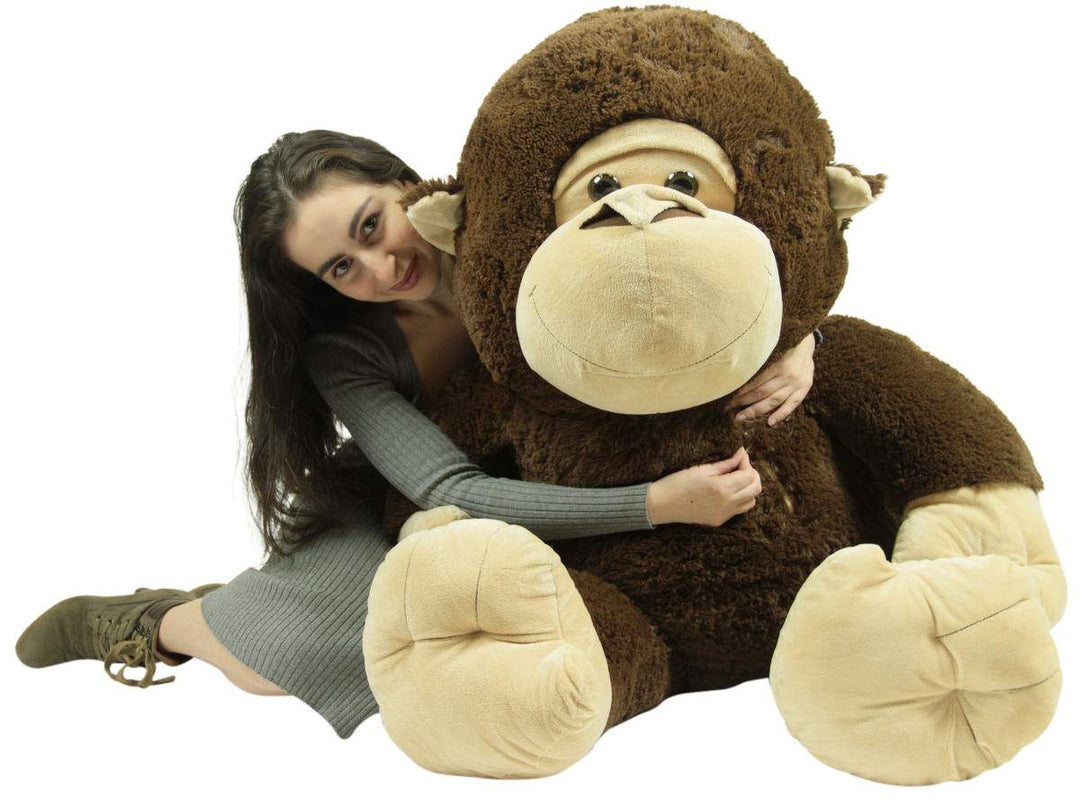Giant Stuffed Monkey, Heart in Zippered Chest Pocket to Express Love, 48 Inch Soft 4 Feet Tall