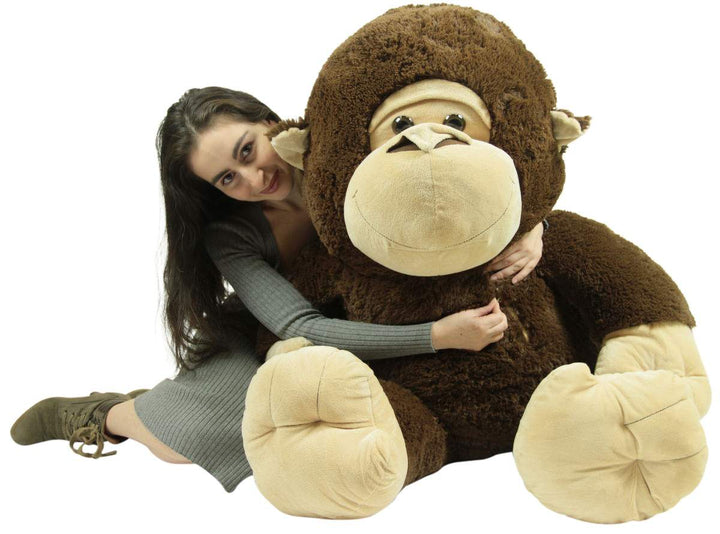 Giant Stuffed Monkey, Heart in Zippered Chest Pocket to Express Love, 48 Inch Soft 4 Feet Tall