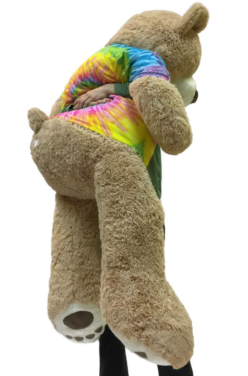 Big Plush Giant Teddy Bear 5 Feet Tall Wears Removable Tie Dye T-shirt, Soft Smiling Big Teddybear 5 Foot Bear Ultra Premium Quality