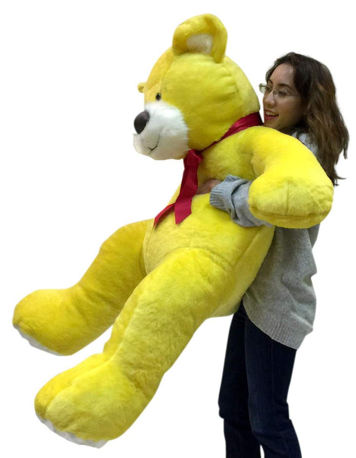  American Made 5 Foot Yellow Teddy Bear Soft Big Plush 60 Inch Large Stuffed Animal Made in USA