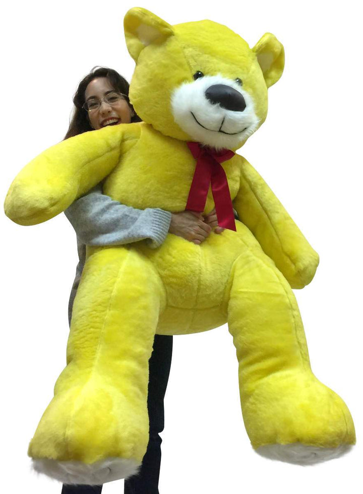  American Made 5 Foot Yellow Teddy Bear Soft Big Plush 60 Inch Large Stuffed Animal Made in USA