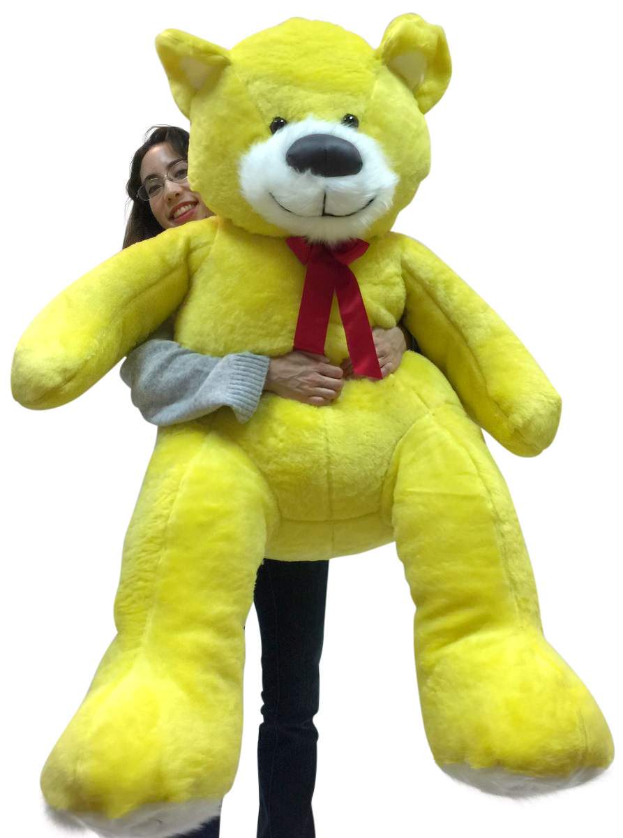  American Made 5 Foot Yellow Teddy Bear Soft Big Plush 60 Inch Large Stuffed Animal Made in USA