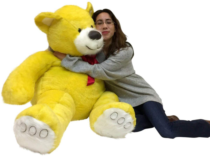  American Made 5 Foot Yellow Teddy Bear Soft Big Plush 60 Inch Large Stuffed Animal Made in USA