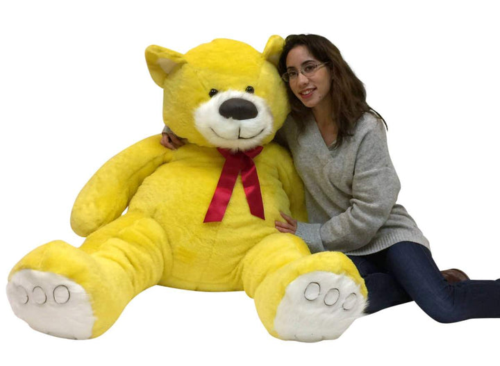  American Made 5 Foot Yellow Teddy Bear Soft Big Plush 60 Inch Large Stuffed Animal Made in USA