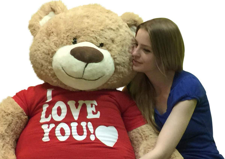I Love You Giant 5 Foot Teddy Bear Soft 60 Inch Wears I Love You T-shirt