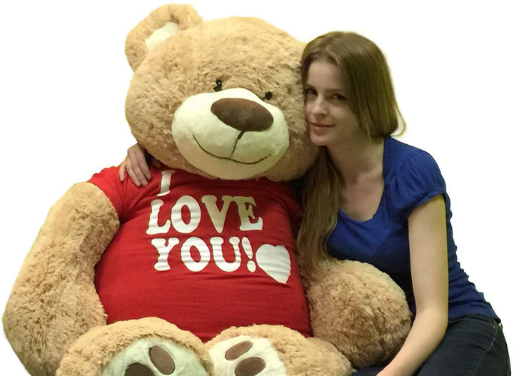 I Love You Giant 5 Foot Teddy Bear Soft 60 Inch Wears I Love You T-shirt