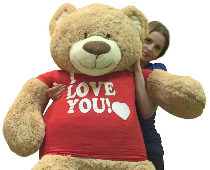 I Love You Giant 5 Foot Teddy Bear Soft 60 Inch Wears I Love You T-shirt