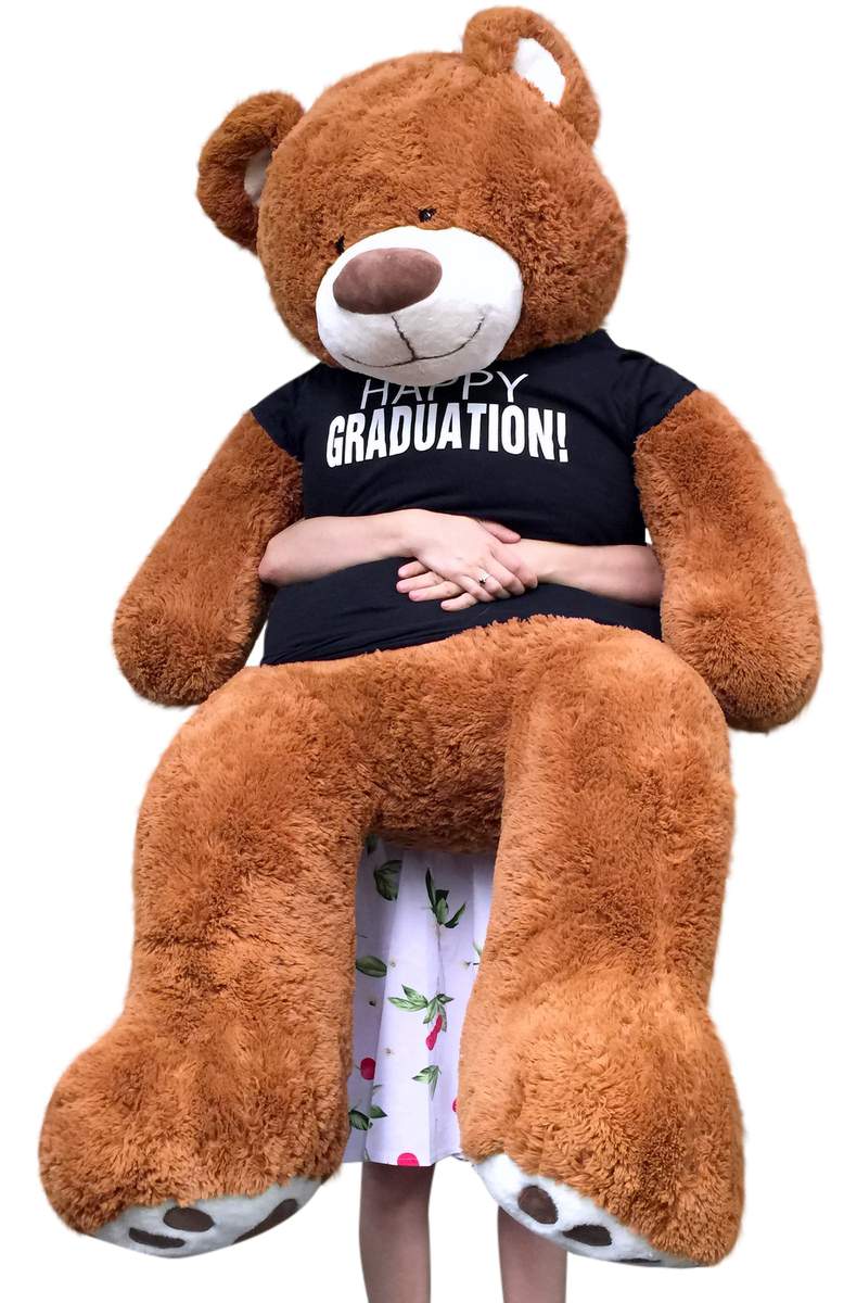 Big Plush 5 Foot  Graduation Teddy Bear Soft, T shirt says HAPPY GRADUATION