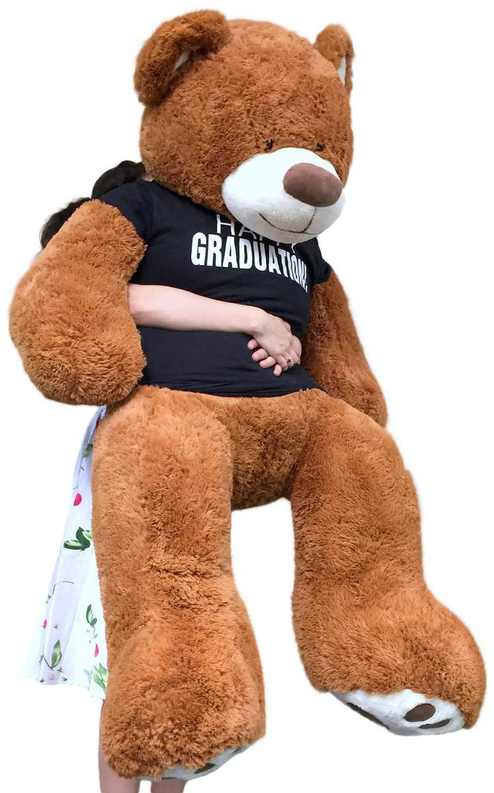 Big Plush 5 Foot  Graduation Teddy Bear Soft, T shirt says HAPPY GRADUATION