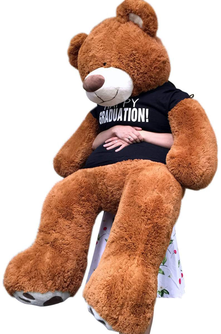 Big Plush 5 Foot  Graduation Teddy Bear Soft, T shirt says HAPPY GRADUATION