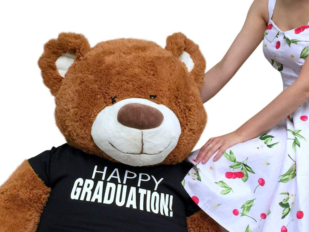 Big Plush 5 Foot  Graduation Teddy Bear Soft, T shirt says HAPPY GRADUATION