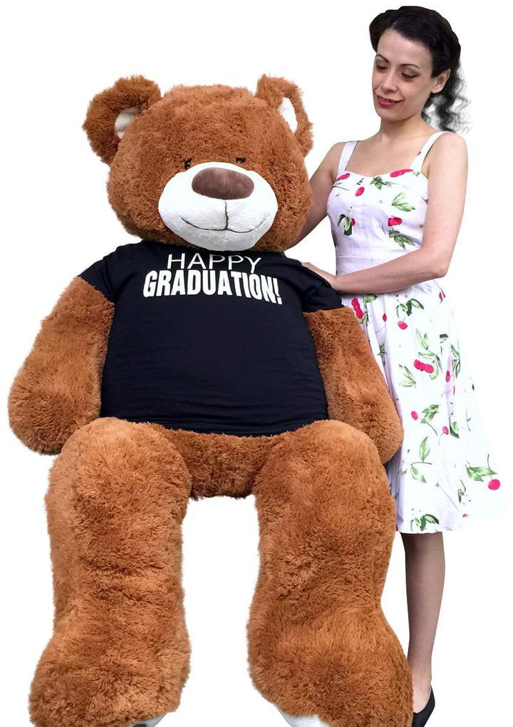 Big Plush 5 Foot  Graduation Teddy Bear Soft, T shirt says HAPPY GRADUATION