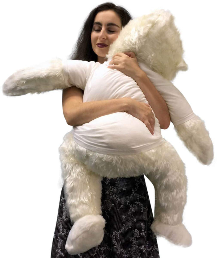 American Made Jumbo Stuffed White Gorilla Wearing LOVE MONKEY T-shirt 40 Inches Soft Plush