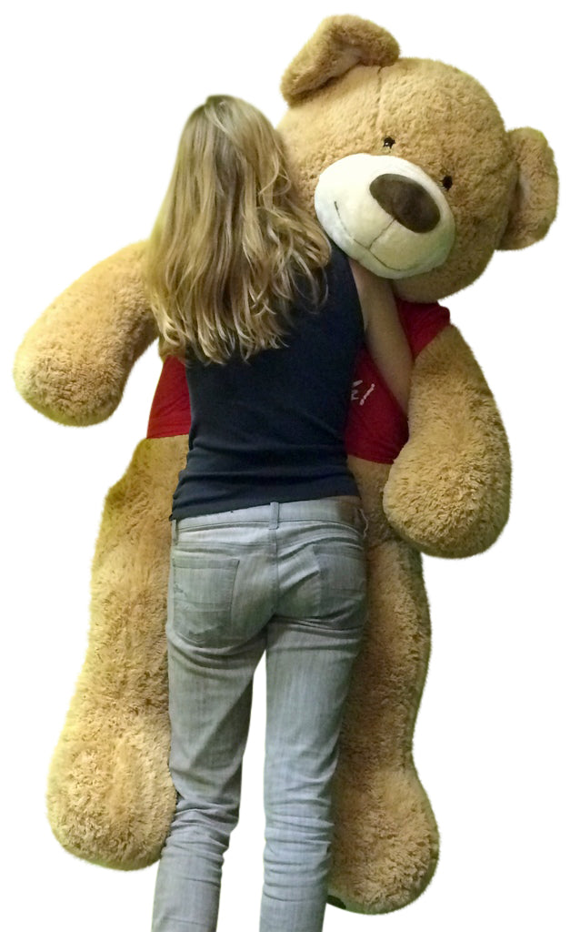 5 Foot Giant Teddy Bear Soft 60 Inch, Wears Removable T-shirt I LOVE YOU THIS MUCH