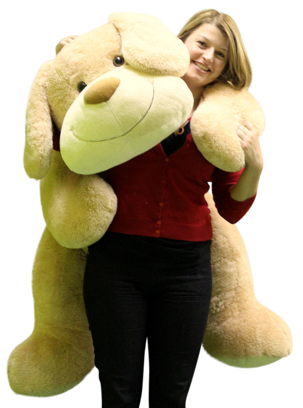Giant Stuffed Puppy Dog 5 Feet Long Squishy Soft Extremely Large Plush Cream Color