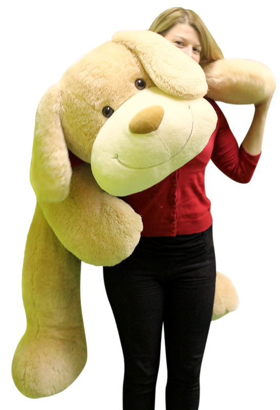 Giant Stuffed Puppy Dog 5 Feet Long Squishy Soft Extremely Large Plush Cream Color