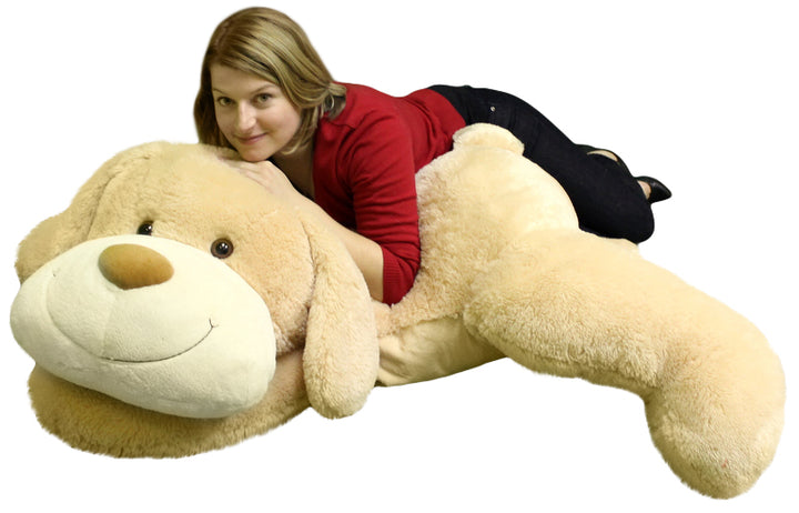 Giant Stuffed Puppy Dog 5 Feet Long Squishy Soft Extremely Large Plush Cream Color