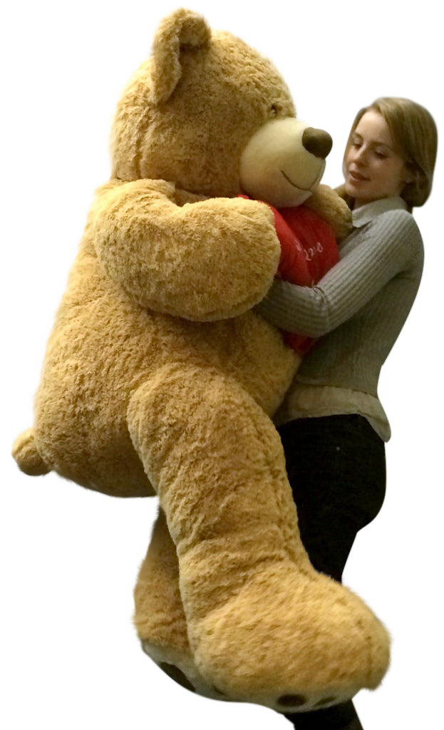 I Love You Giant Teddy Bear 5 Foot Soft Tan 60 Inch, Holds Heart Pillow