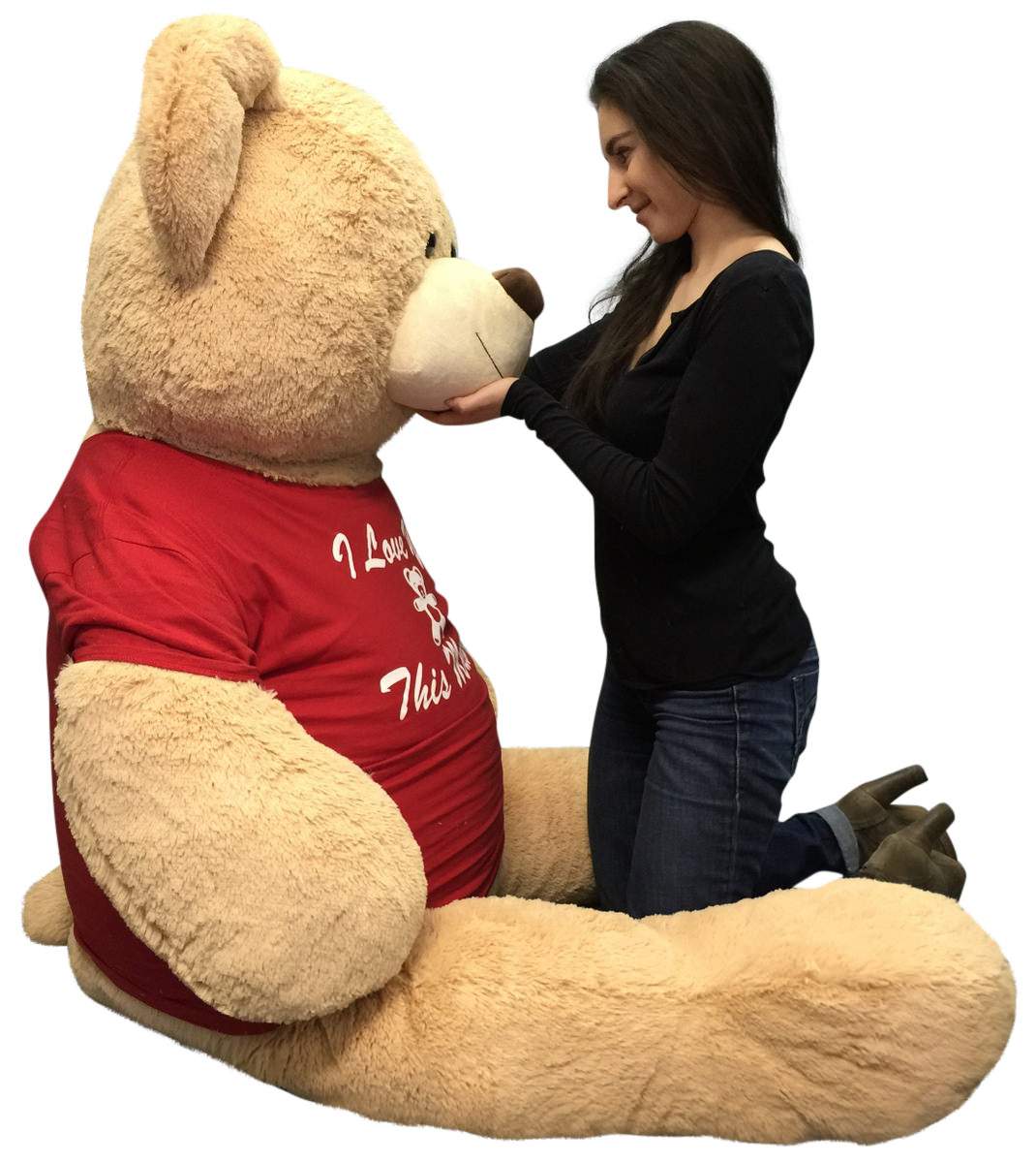 Big Plush Giant 6 Ft Teddy Bear Soft, Tshirt Says I Love You This Much, Weighs 22 Pounds
