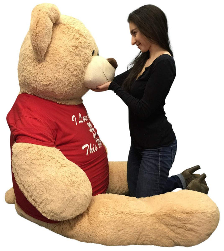Big Plush Giant 6 Ft Teddy Bear Soft, Tshirt Says I Love You This Much, Weighs 22 Pounds