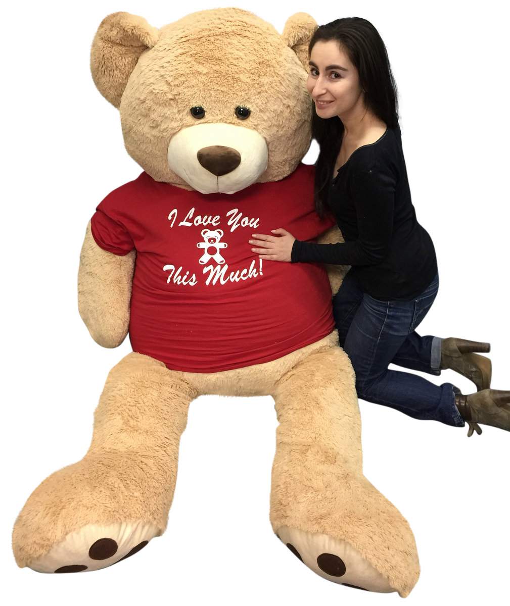 Big Plush Giant 6 Ft Teddy Bear Soft, Tshirt Says I Love You This Much, Weighs 22 Pounds