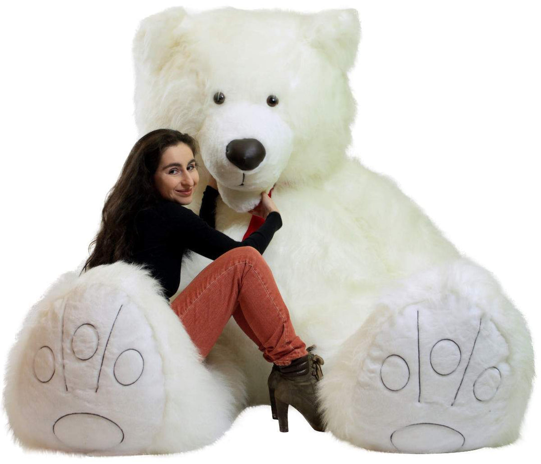 American Made 9 Foot Soft Giant Teddy Bear 108 Inches White Long Fur Made in USA