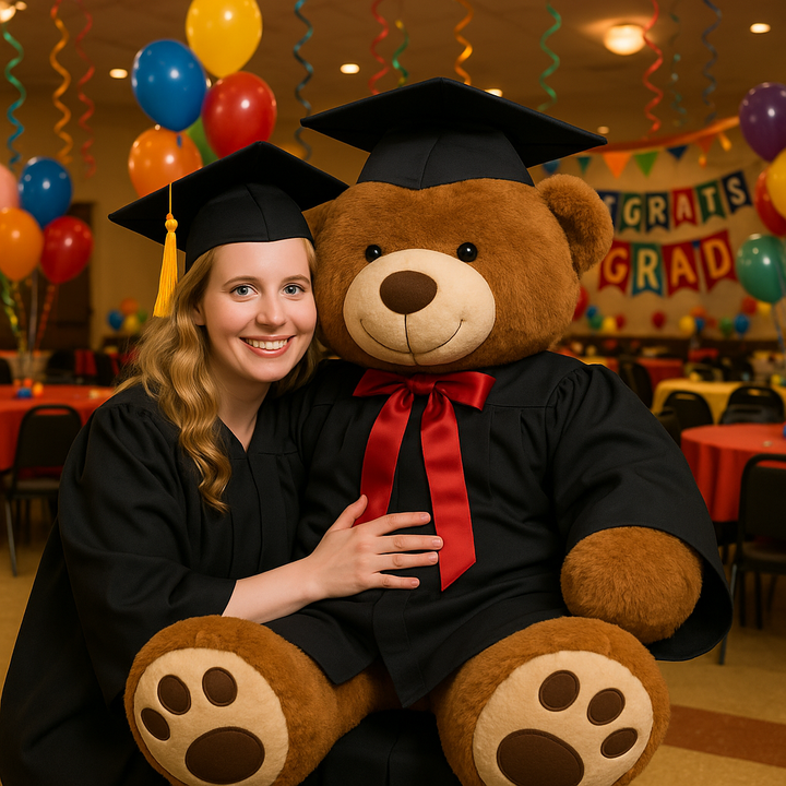 Giant Graduation Teddy Bear – Massive 5-Foot Plush Graduate Bear with Cap & Gown | Premium Celebration Gift, Perfect for Memorable Graduation Parties & Photos 
