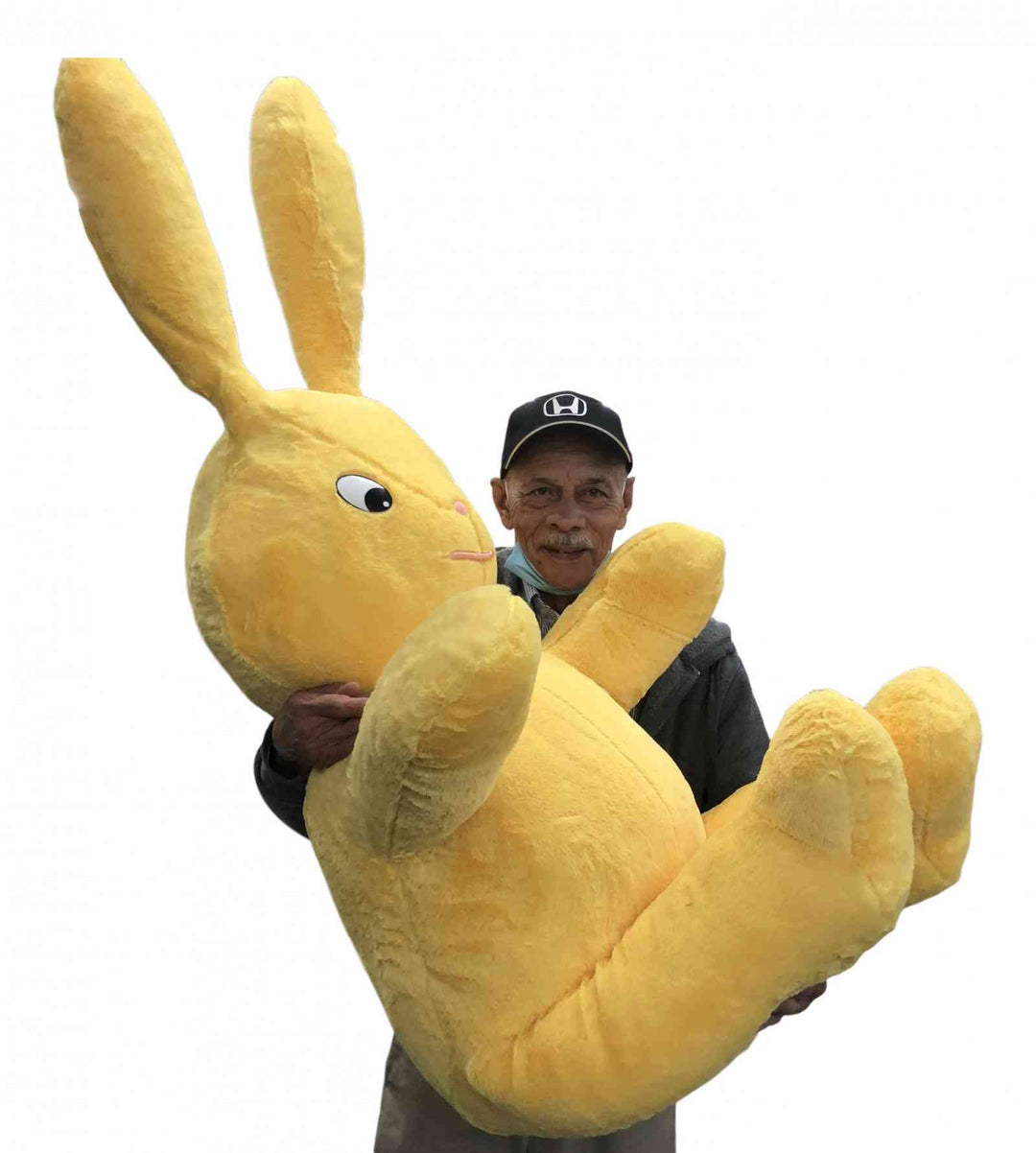 American Made Giant Stuffed Easter Bunny 62 Inches Yellow Soft Big Plush Rabbit 5.2 Feet Tall Made in USA