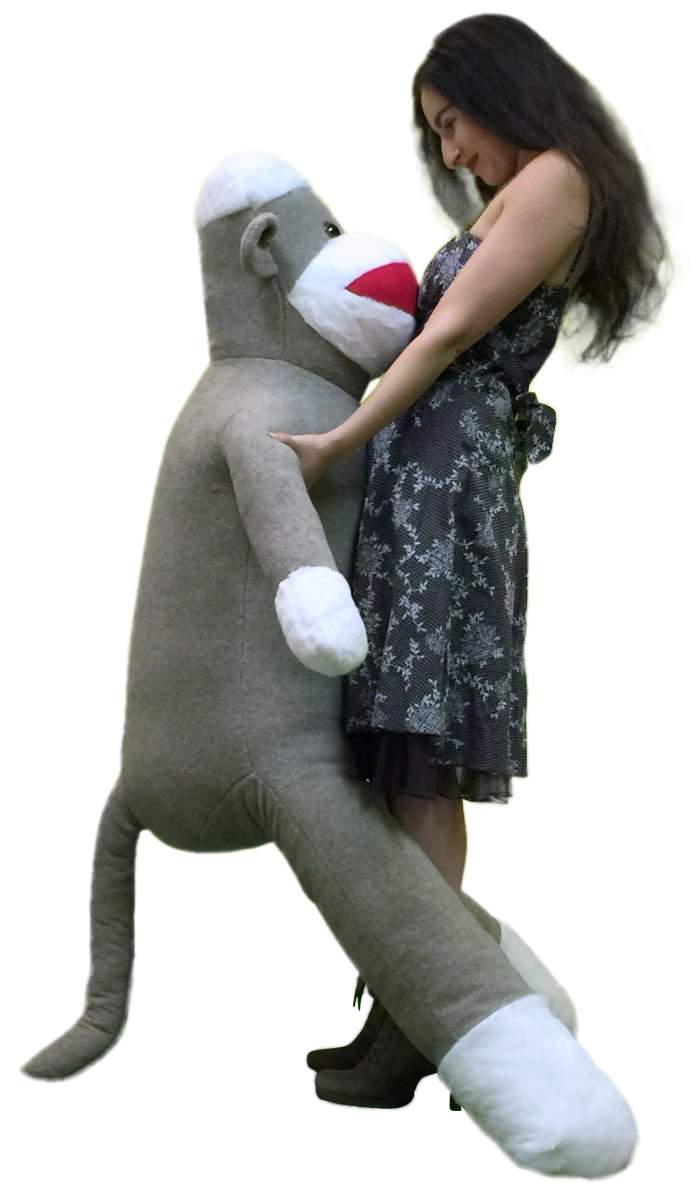 Big Plush 6 Foot Giant Sock Monkey Soft Huge Stuffed Animal Made in USA America