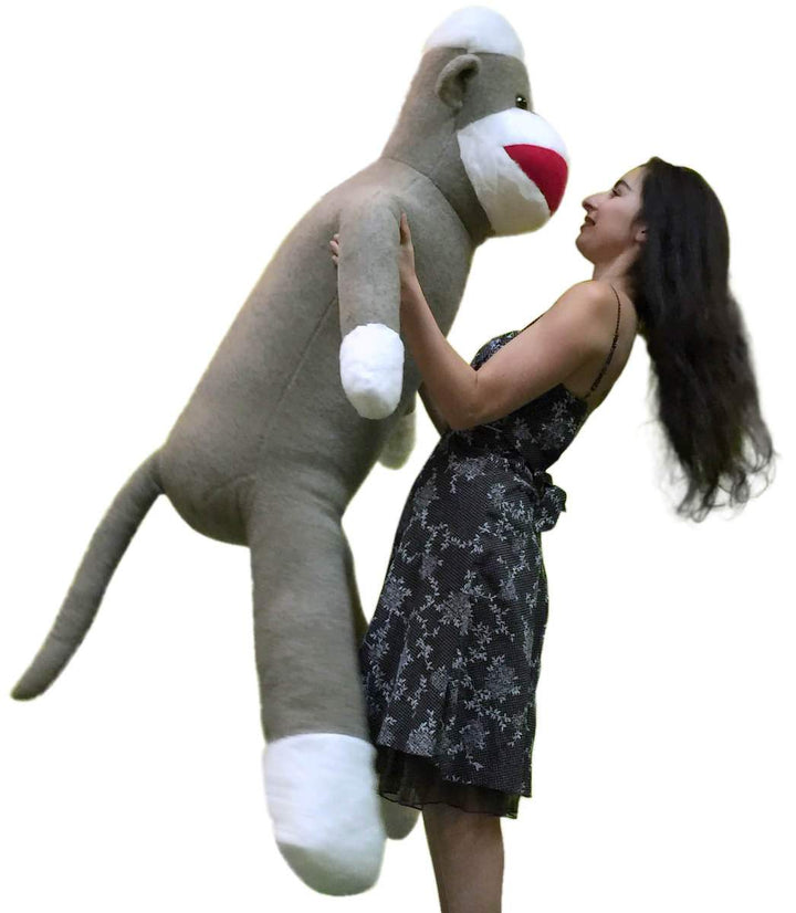 Big Plush 6 Foot Giant Sock Monkey Soft Huge Stuffed Animal Made in USA America