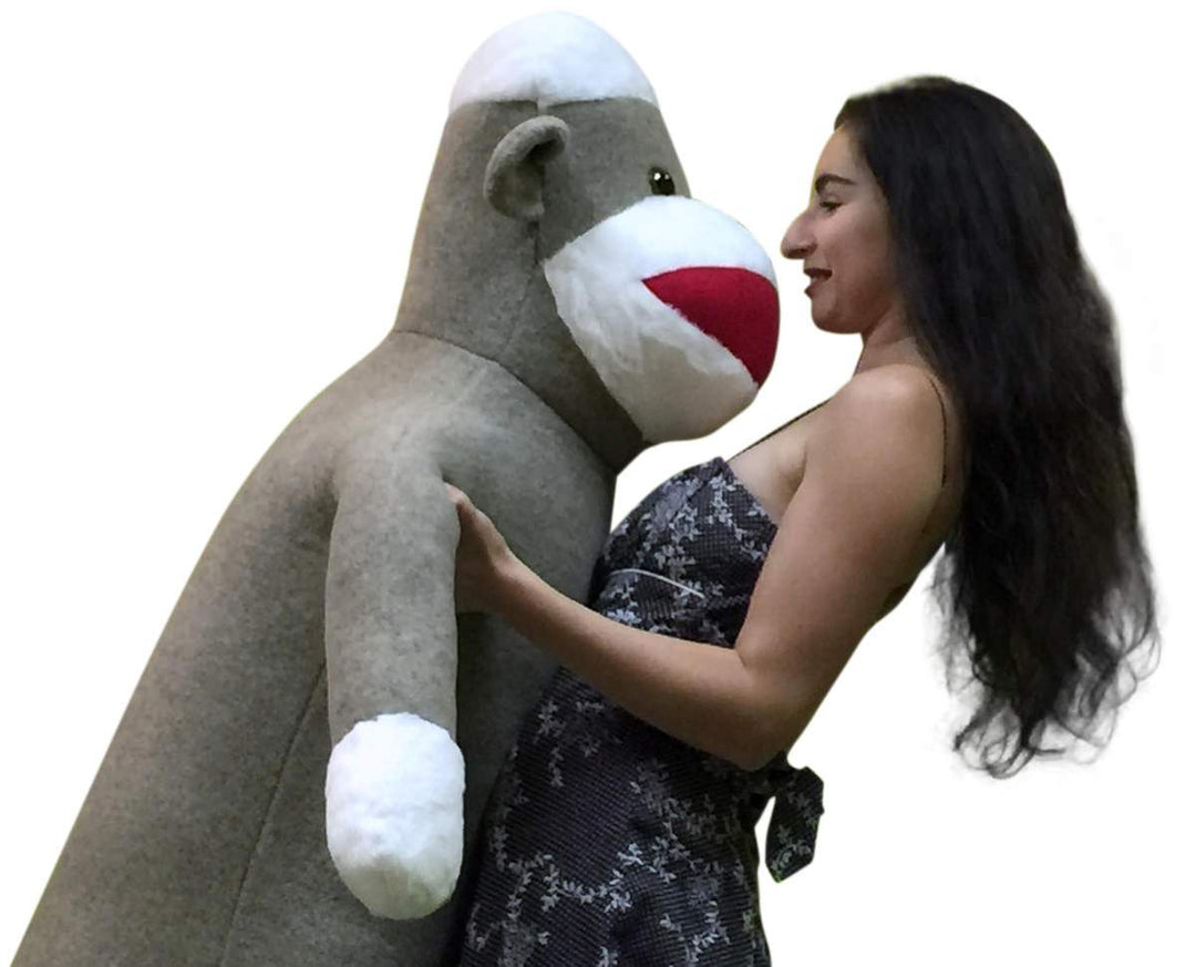 Big Plush 6 Foot Giant Sock Monkey Soft Huge Stuffed Animal Made in USA America