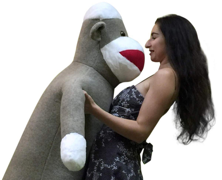 Big Plush 6 Foot Giant Sock Monkey Soft Huge Stuffed Animal Made in USA America